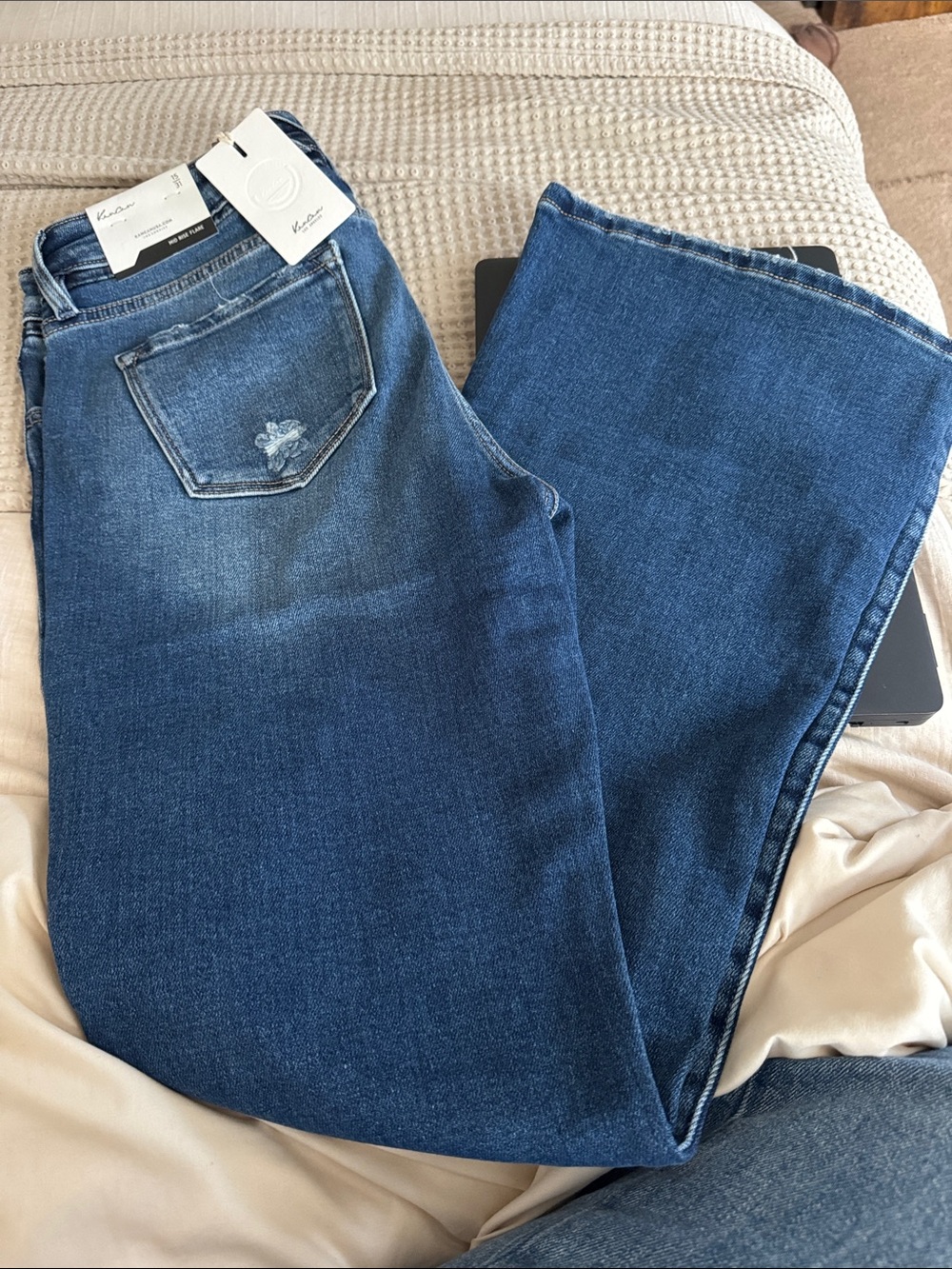 KanCan Mid Rise Flare Jeans - Light Blue Denim - Picture 2 of 4